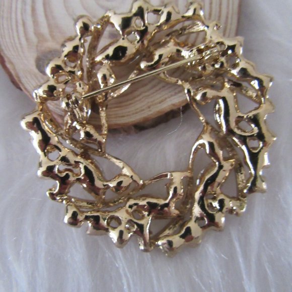 Vintage Autumn Garland Brooch - Fall themed, yellow and brown sparking brooch - Picture 4 of 4